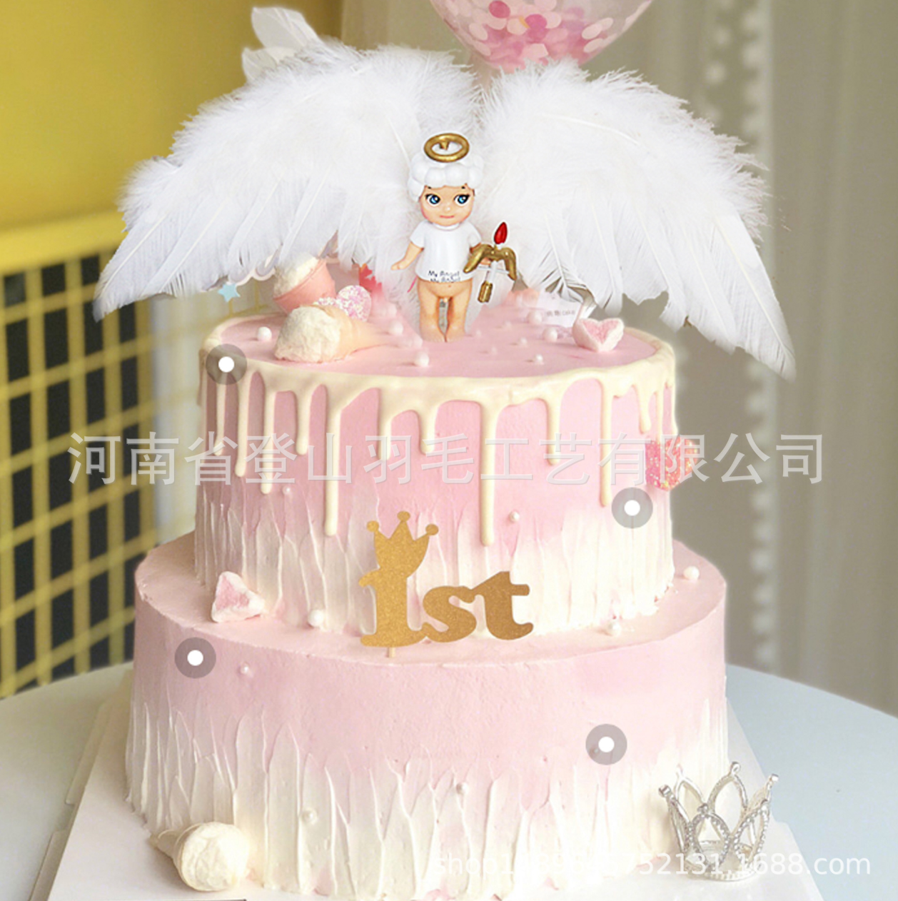 Bánh sinh nhật trái tim thiên sứ với hình trái tim và đôi cánh thiên thần  đẹp lộng lẫy 6660  Bánh fondant