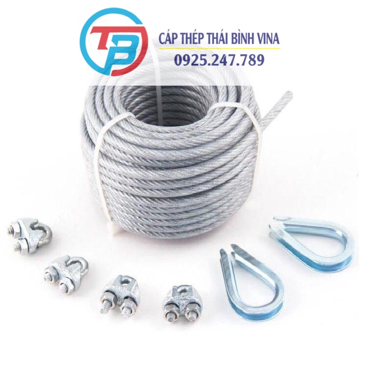 Dây cáp lụa bọc nhựa phi 3 - 4 - 5 - 6mm tính theo mét) - tăng đơ - khóa cáp