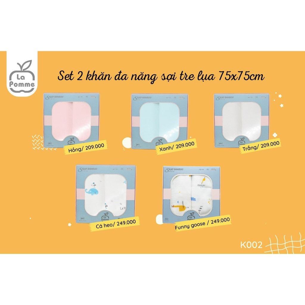 [CHÍNH HÃNG] Set 2 khăn đa năng sợi tre lụa (75x75) La Pomme