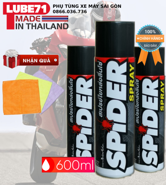 Xịt dưỡng sên SPIDER 600ml Thái Lan - Tặng khăn lau sên 3M