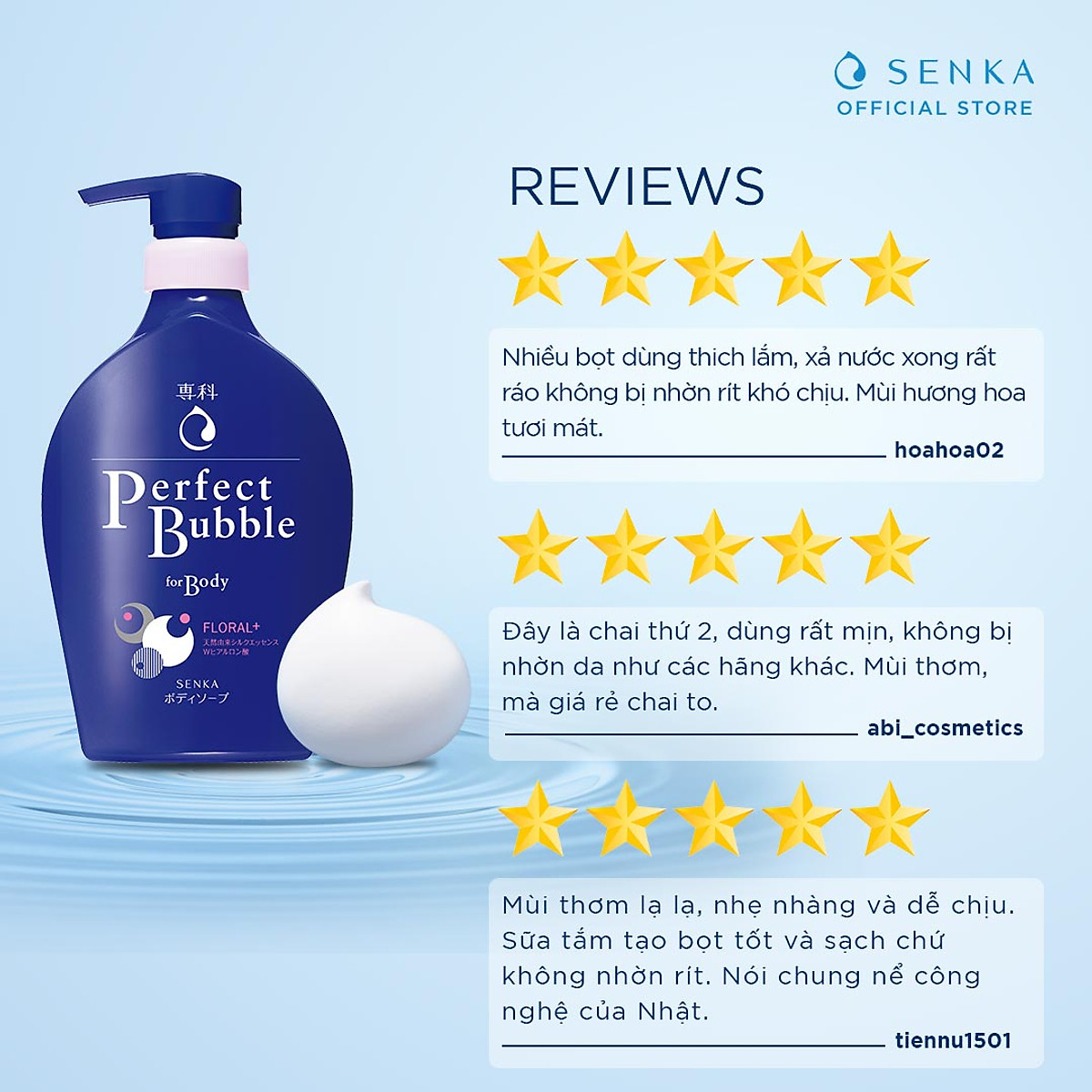 Sữa tắm dưỡng ẩm Senka Perfect Bubble 500ml