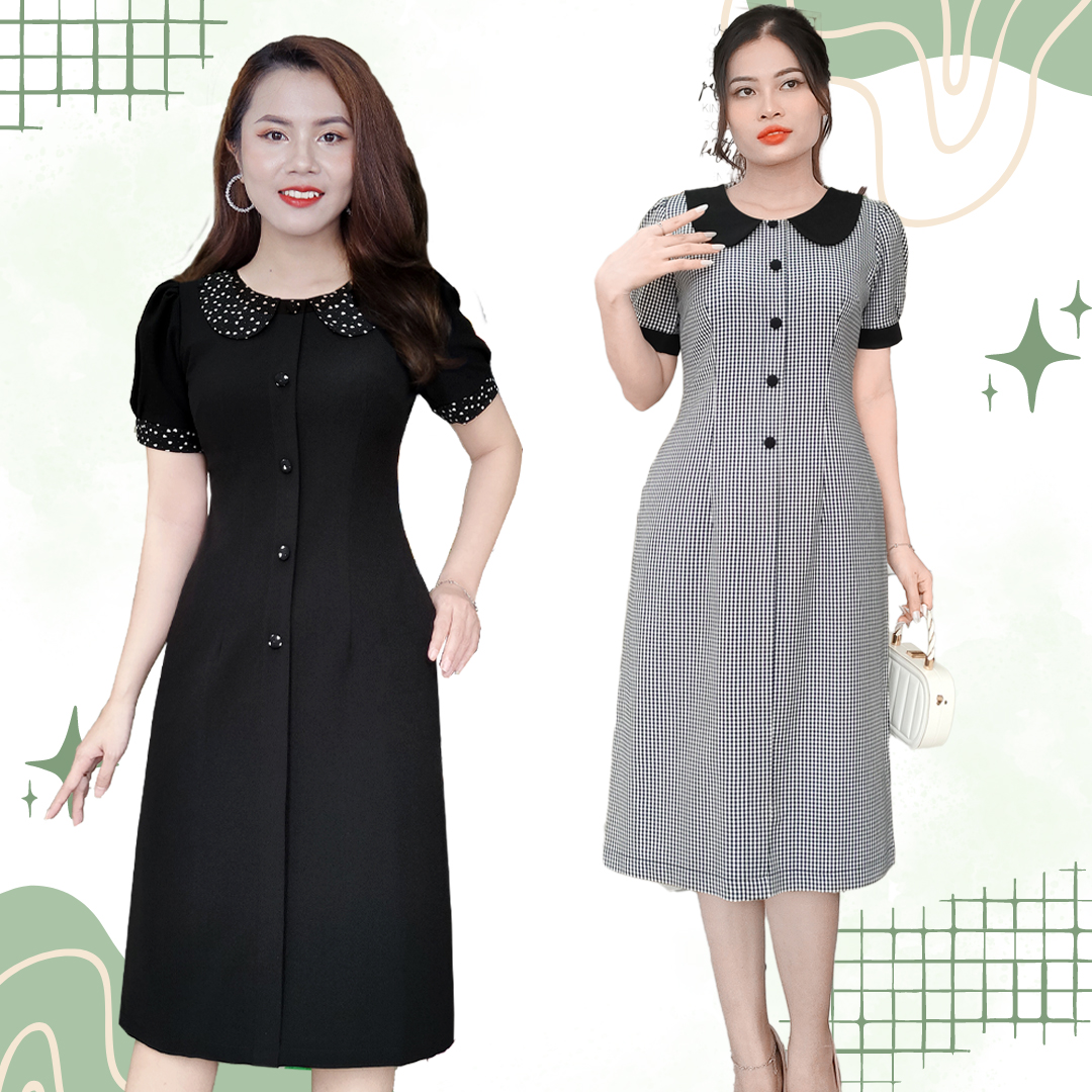 Đầm suông A cổ peter pan trẻ trung tôn dáng DL753-DL755