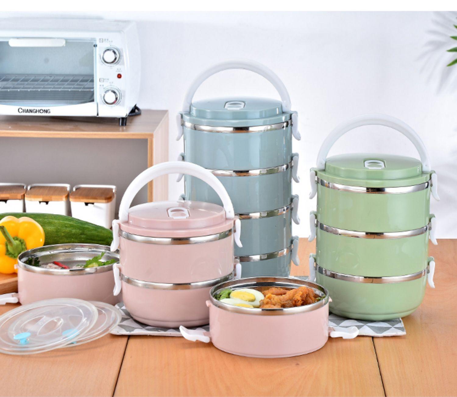Cặp lồng mang cơm giữ nhiệt lúa mạch 4 tầng Inox - Hộp cơm lúa mạch 4 tầng