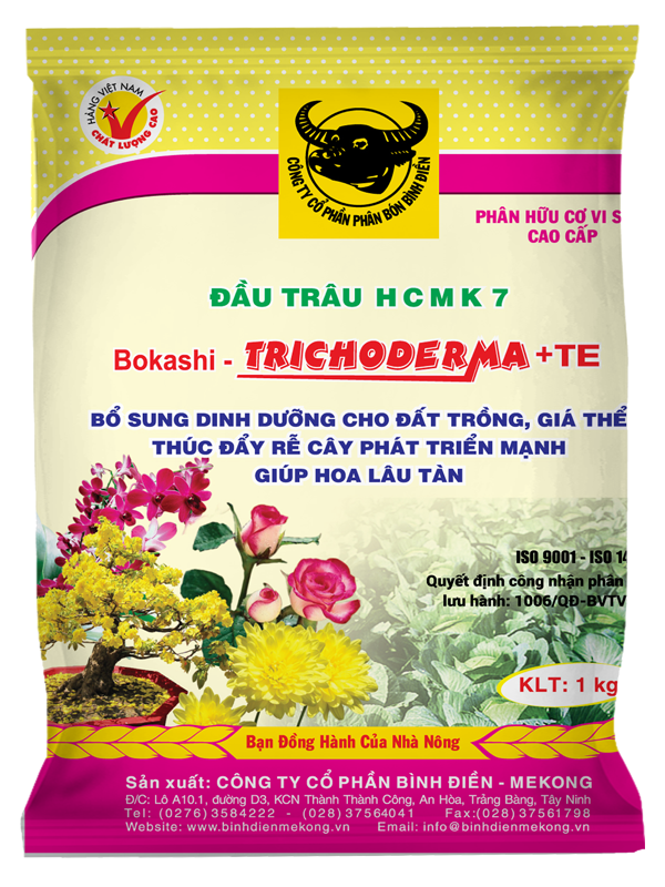 PHÂN ĐẦU TRÂU HCMK7 HỮU CƠ TRICHODERMA + TE - 1KG
