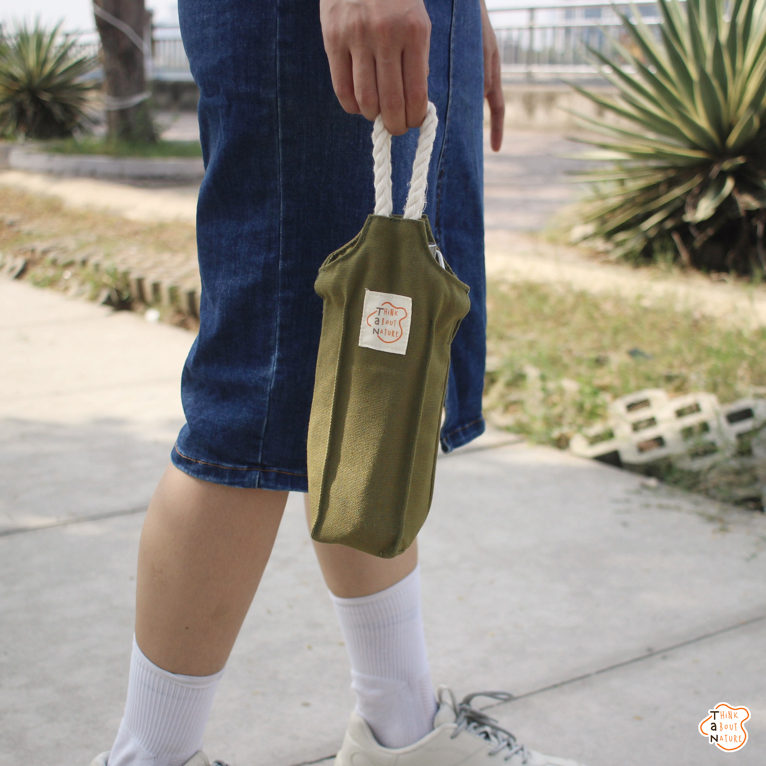 TÚI VẢI CANVAS APRON BAG ĐỰNG BÌNH NƯỚC TANcupholder