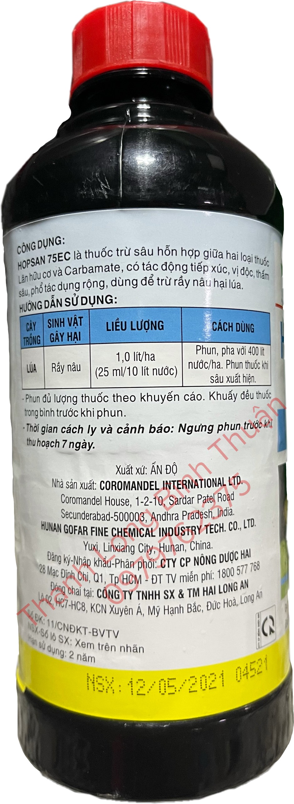 Thuốc Trừ Rầy [ thuốc trừ sâu,sâu,thuốc trừ sâu sinh học,thuốc sâu ] HopSan 75EC - Chai 450ml