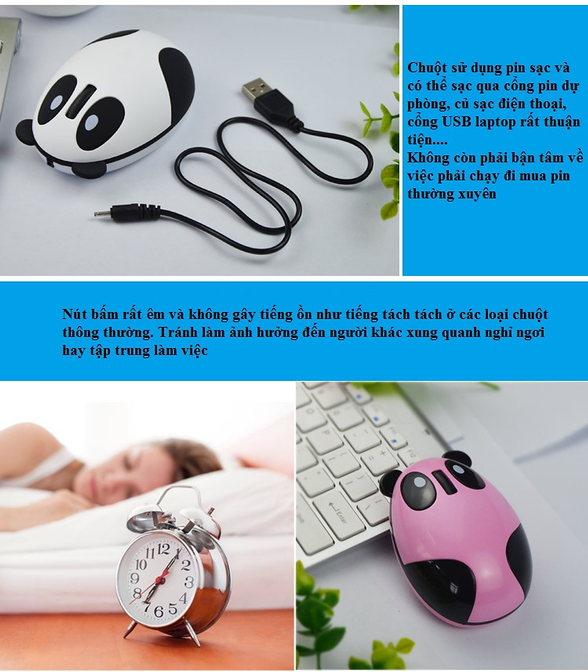 [Có Bảo Hành] Chuột không dây mini Panda Mouse