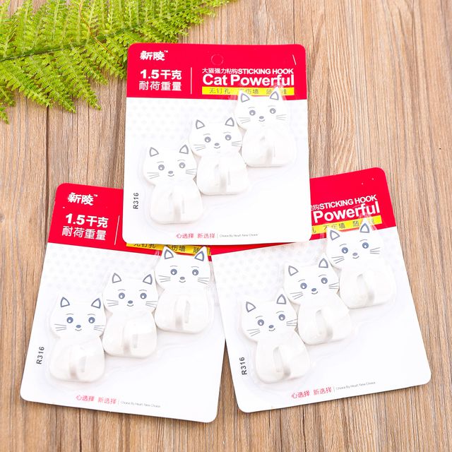 Móc Dính Tường Hình Mèo (Vỉ 3 Miếng)