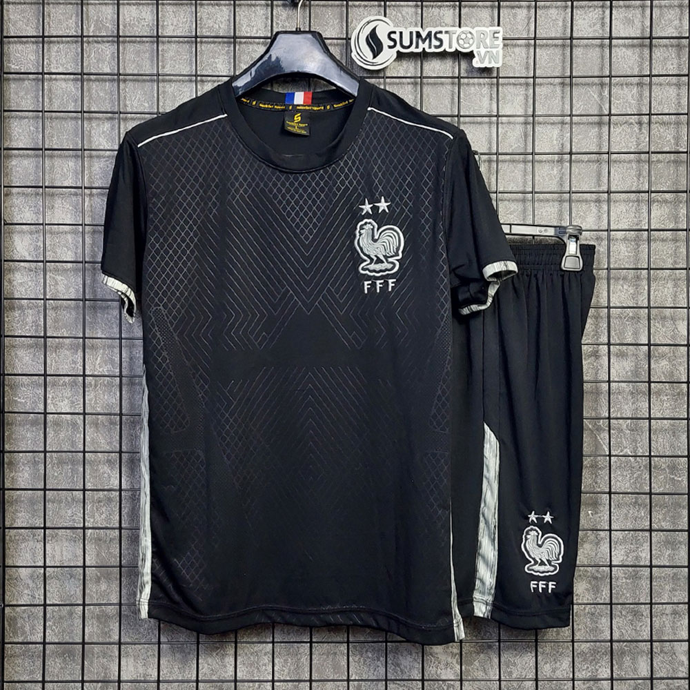 [HCM]Áo Thể Thao Bóng Đá Đội Tuyển Pháp Đen SV 2023  - Đồ Đá Banh Vải Thun Lanh Cao Cấp