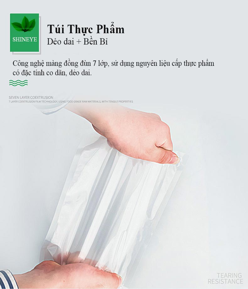 túi hút chân không 1 mặt nhám 17x500cm