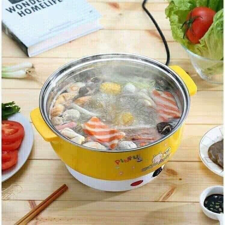 Ca lẩu điện mini 26cm -nồi điện nấu mì luộc trứng cực nhanh - ca nấu mì siêu tốc, nồi lẩu điện mini đa năng