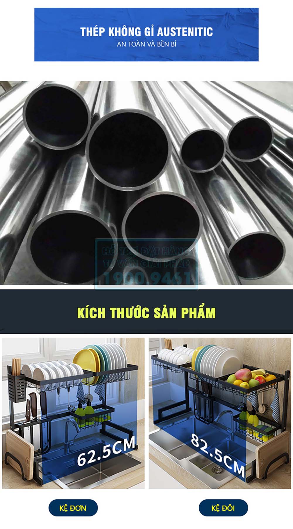 Kệ nhà bếp đa năng để gia vị chén bát 9363