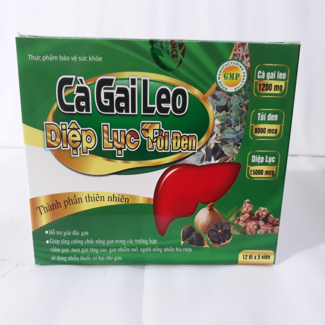 Viên uống Bổ gan Cà Gai Leo Diệp Lục Tỏi Đen với thành phần cà gai leo 2400mg diệp lục 15000mcg giúp giải độc gan hạ men gan