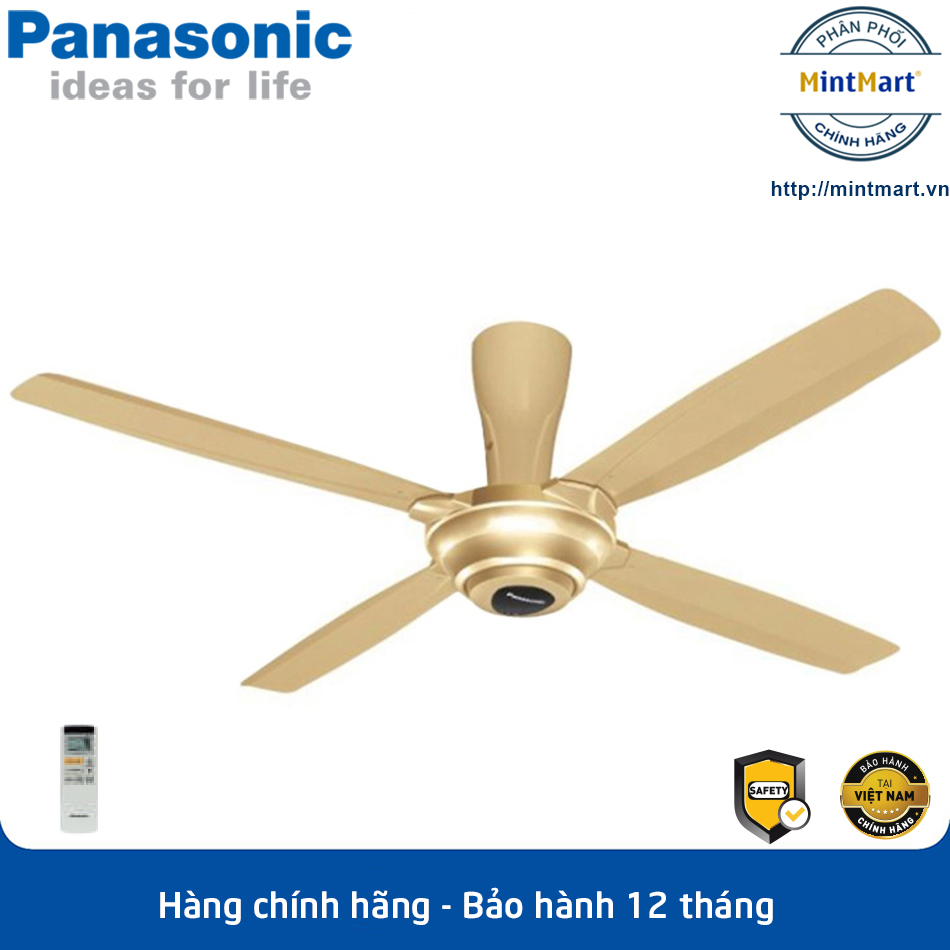 BÁO GIÁ QUẠT TRẦN PANASONIC F-56MPG-GO – VÀNG - HÀNG CHÍNH HÃNG | Shopee Lazada Sendo Tiki mới nhất 20 Quạt trần 4 cánh có điều khiển Panasonic F-56MPG-GO (Vàng)