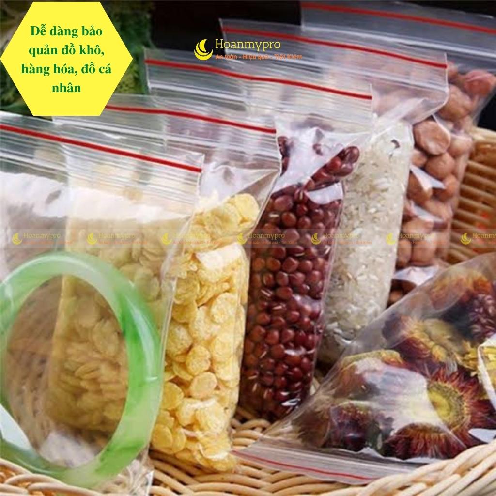 Túi zip 1kg túi zip khóa bấm viền chỉ đỏ loại dày
