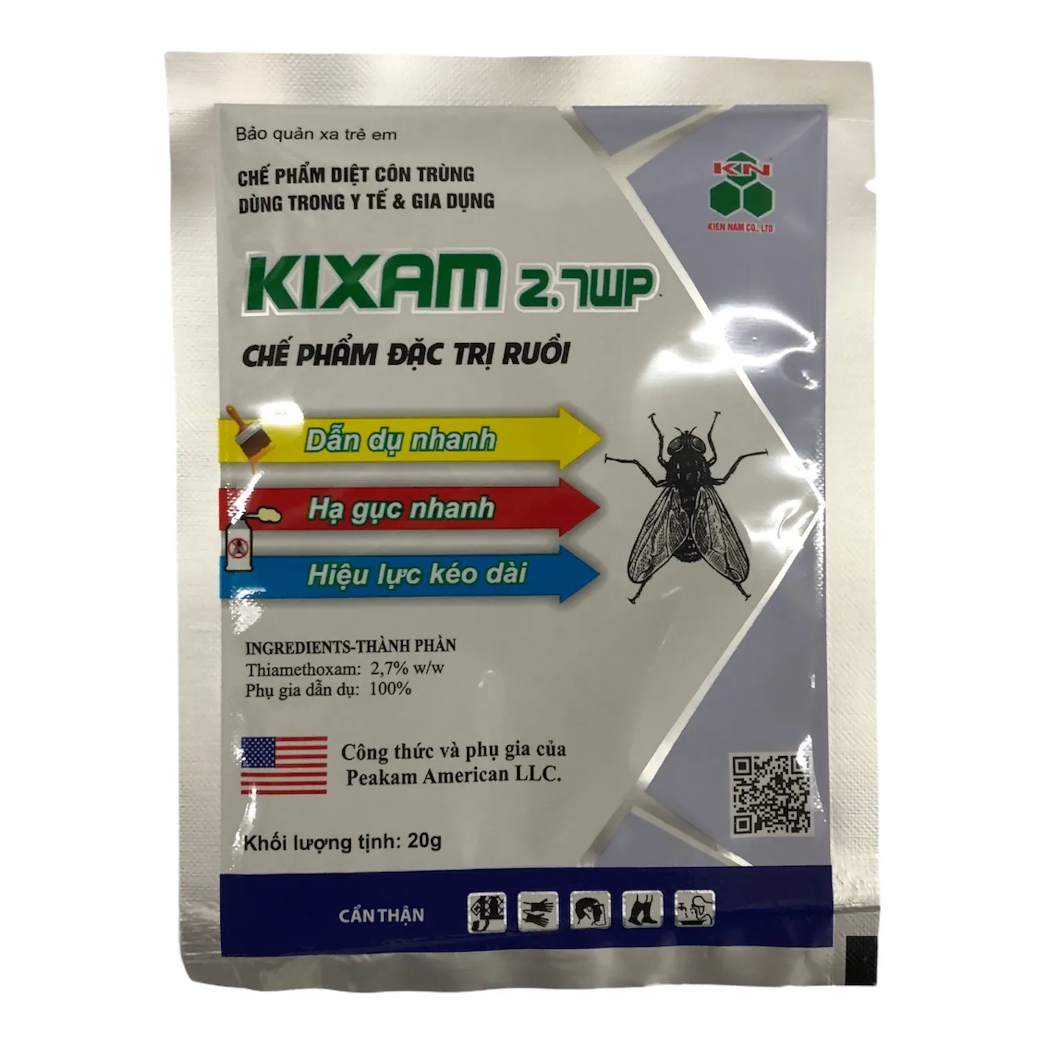 Thuốc diệt ruồi Kixam nguyên liệu nhập Hoa Kỳ, gói 20g, diệt ruồi nhà, ruồi xanh, ruồi cánh bướm...