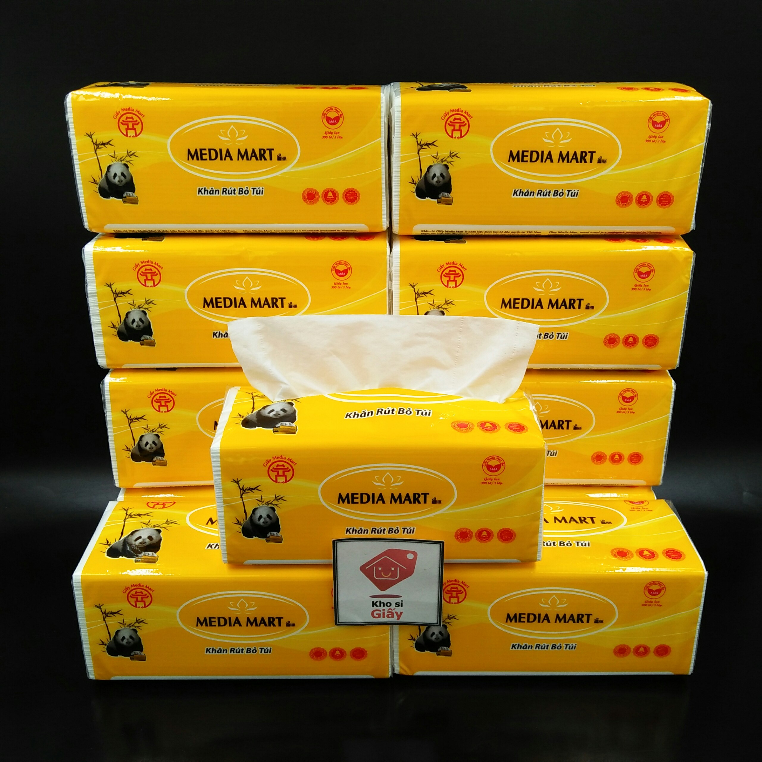 Combo 10 bịch khăn giấy rút bịch lớn 300 tờ/3 lớp dai mềm mịn - Giấy rút trắng loại 1