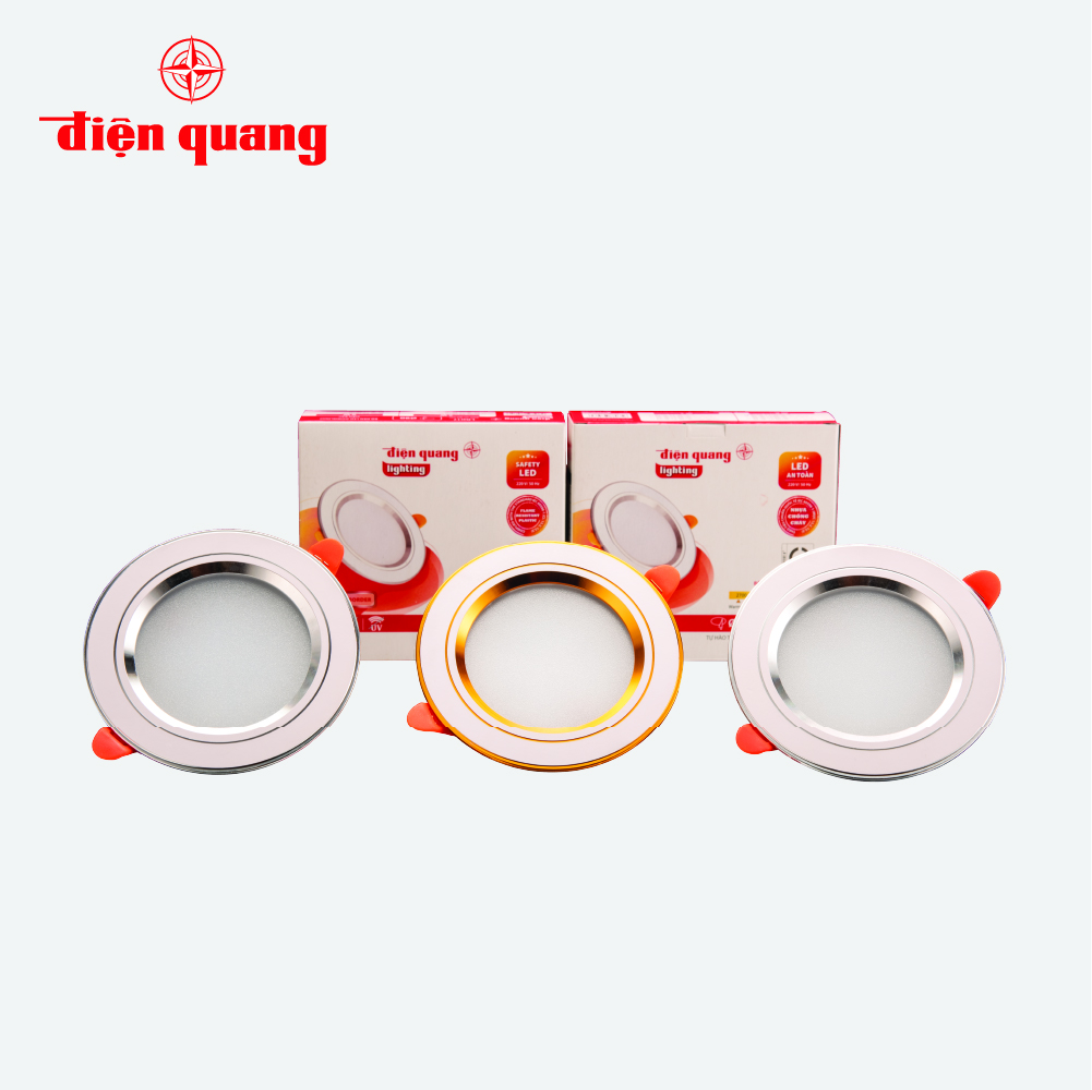 Bộ đèn LED Downlight Điện Quang ĐQ LRD17 07 S90 (7W, viền bạc, Ø90)