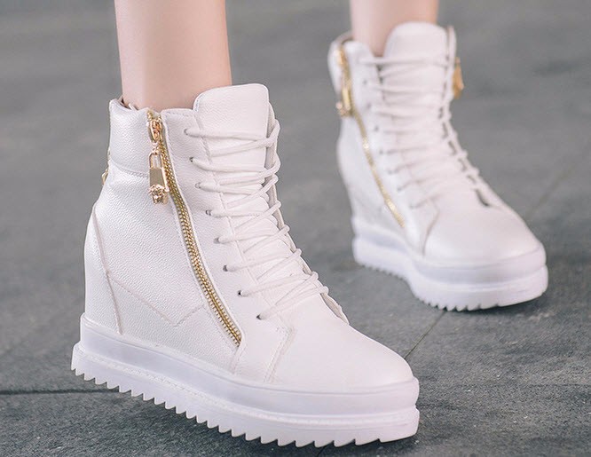 Giày boot nữ cao cổ đế độn phong cách Hàn Quốc B042