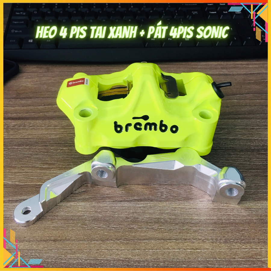 Pát cnc trước sonic + heo bremb@ 4 pis lắp chuẩn zin size đĩa 295mm