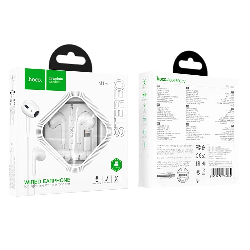 Tai nghe nhét tai Hoco M1 Max cho Iphone - cổng Lightning (Trắng) - Nhat Tin Authorised Store