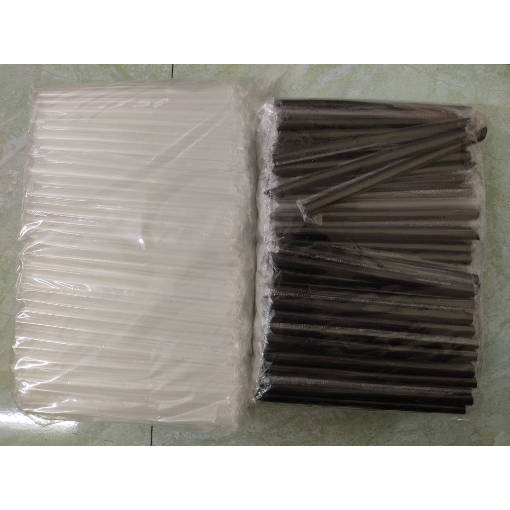 (HT) Ống hút trân châu có màng bọc phi 12 (màu đen/trắng)