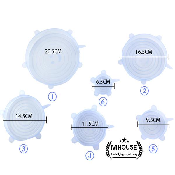 [HCM]Nắp đậy thức ăn silicon (BỘ 6 MIẾNG NHIỀU SIZE)