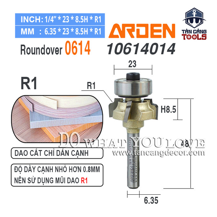 Mũi gọt cạnh chỉ Arden cốt 6.35 mm