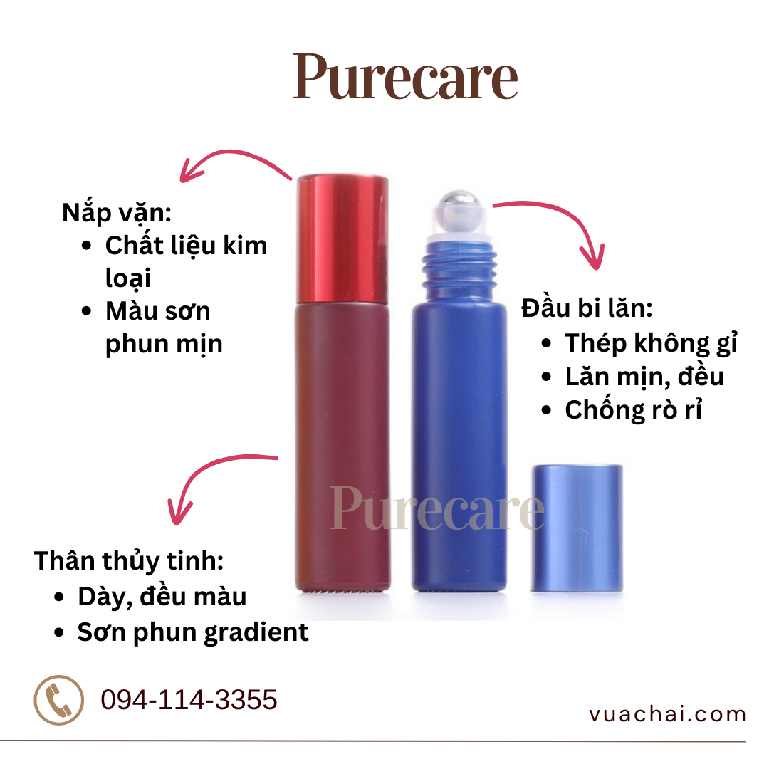 10ml Color Roller Bottles with Stainless Steel Roller Balls