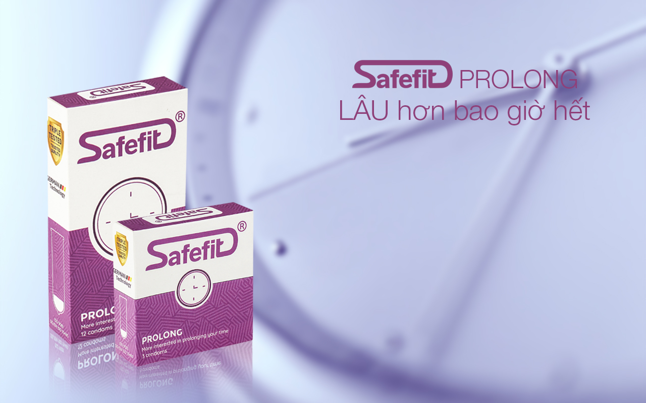 Bao cao su Siêu mỏng Kéo dài thời gian Safe Fit Prolong - 3 chiếc