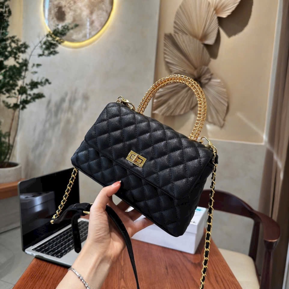 Túi xách tay Coco khóa xoay quai sắt thời trang