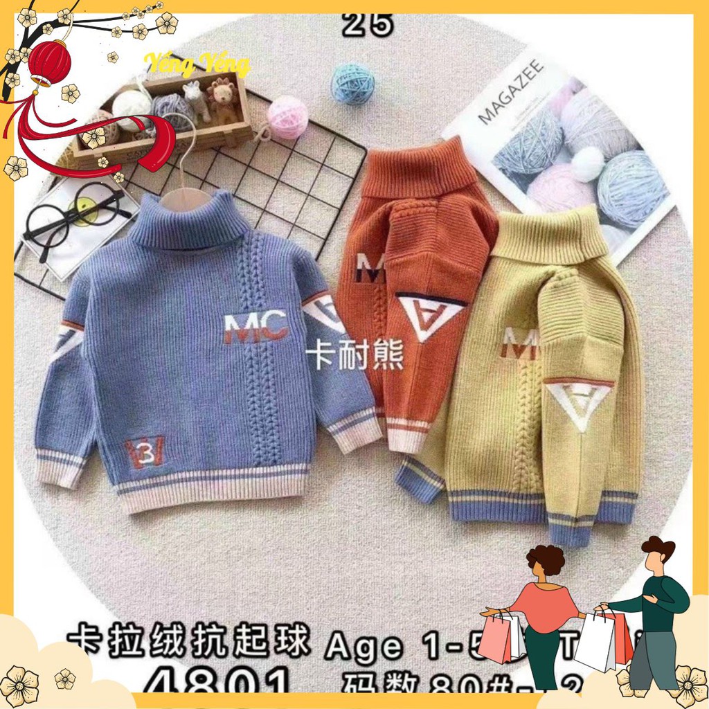 Abe11 - áo len cổ lọ qccc sợi dệt mc cho bé