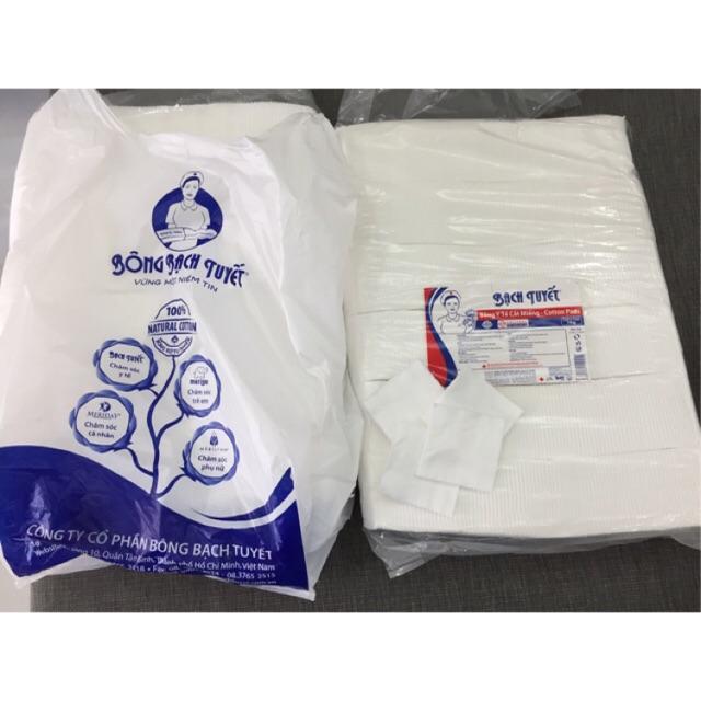 Bông Bạch Tuyết - Bông Y Tế Cắt Miếng 1kg - Bao Bì Và Màng Bông Mới - Vệ Sinh Baby loại 7x7cm (khoảng 1000 miếng)