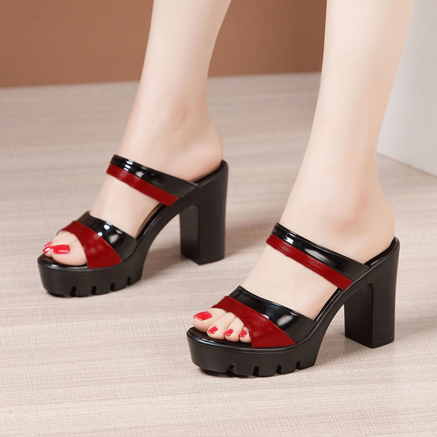 Giày Cao Gót Phối Màu Cao Cấp- CG097