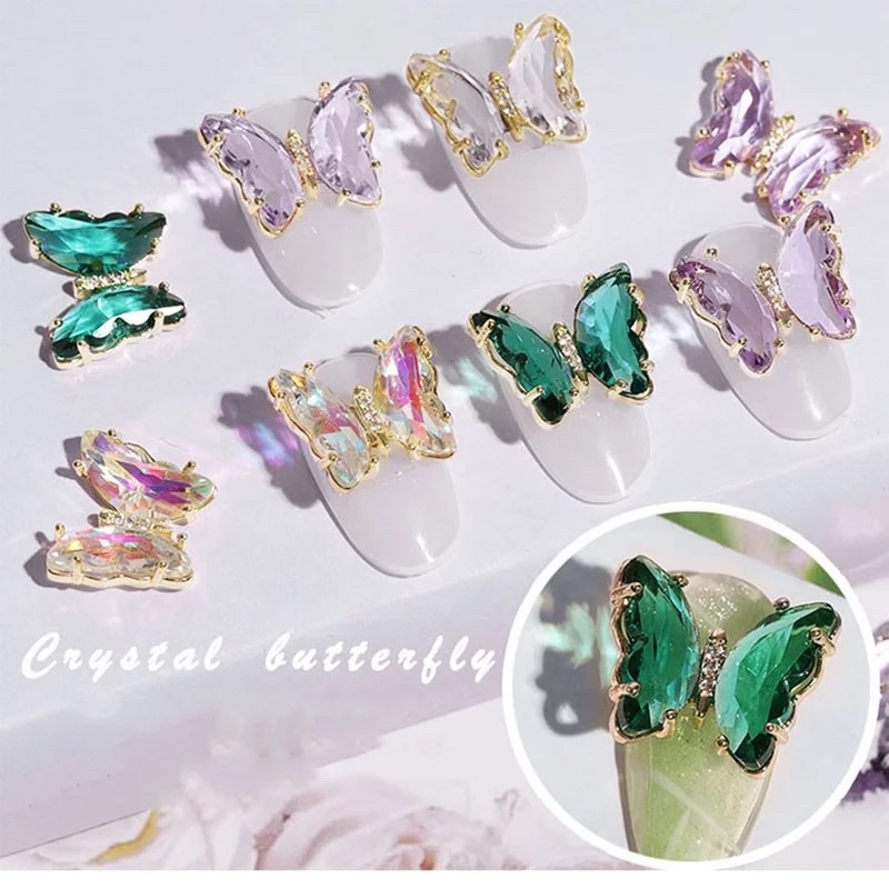 Charm bướm đá đính móng trang trí nail
