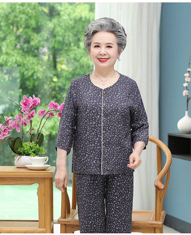 Bộ quần áo người già cao cấp mặc nhà, chất lụa siêu mát