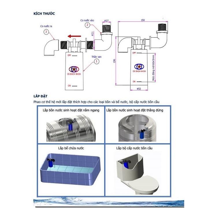 Van phao cơ thế hệ mới ( Bơm nước tự động ) Lắp phi 21 và phi 27