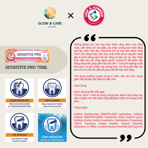 Arm & Hammer Advance White Pro/Charcoal/Enamel Care Sensitive Toothpaste 75ml