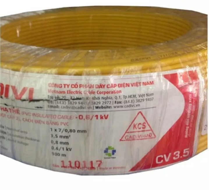 Dây điện đơn 3.5 cadivi cuộn 100 mét