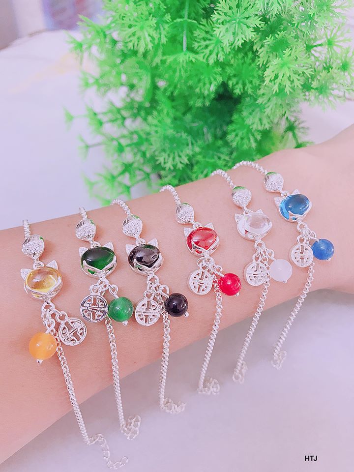 Lắc tay hồ ly nhiều màu bạc thật