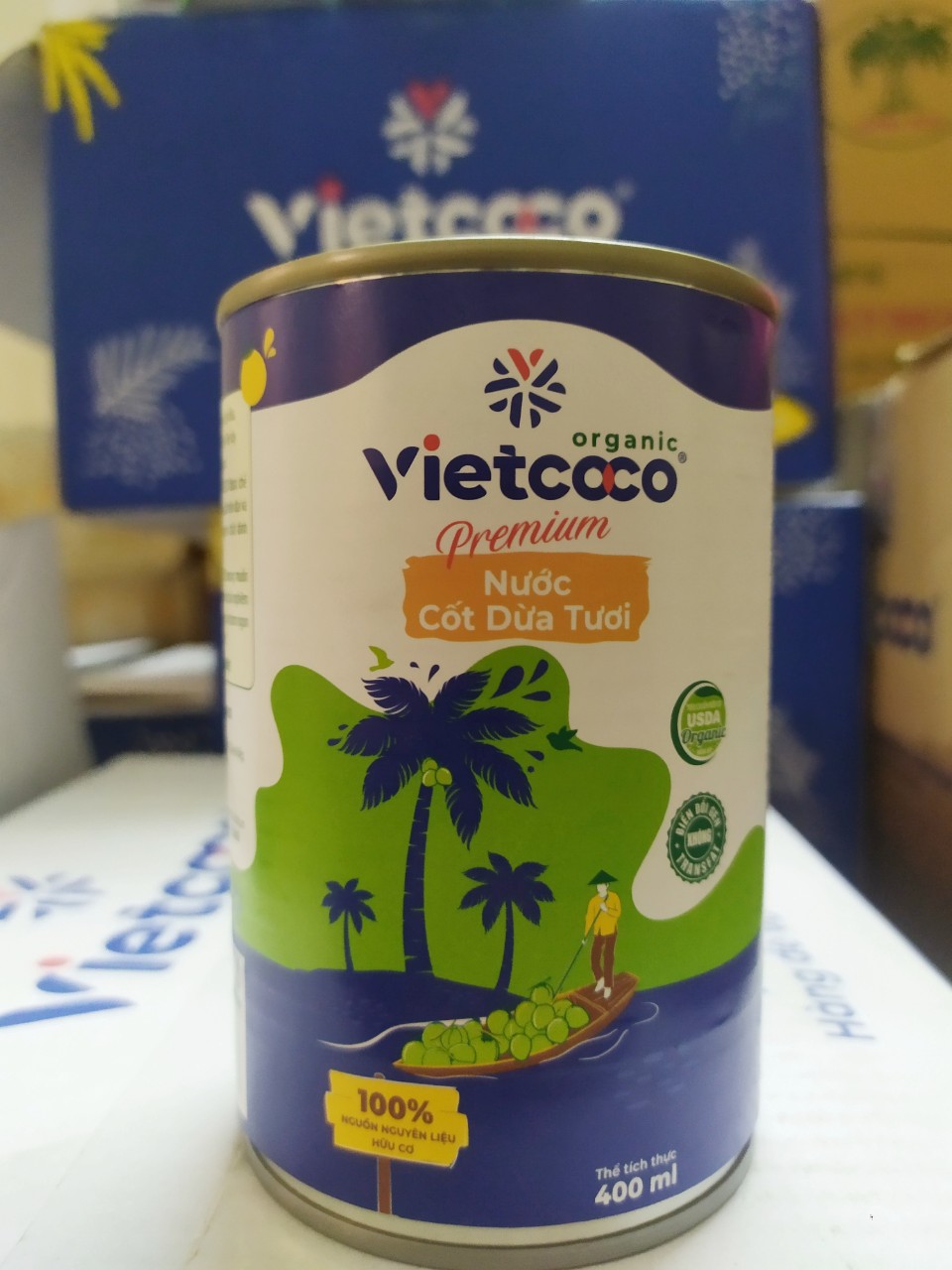 Nước Cốt Dừa Organic Lon 400g VietCoCo
