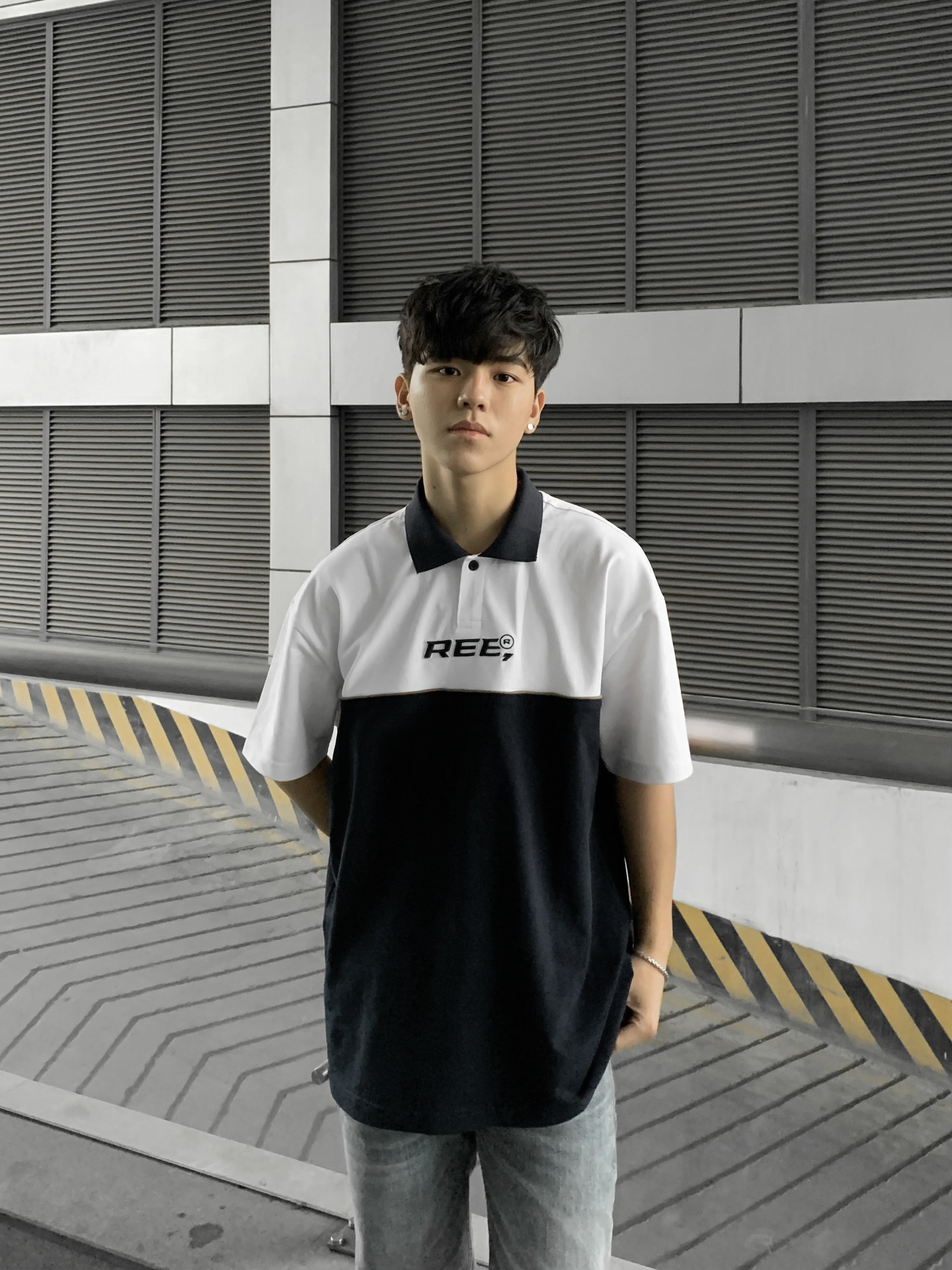 LOCAL BRAND REE - ÁO POLO BASIC TRẮNG PHỐI ĐEN