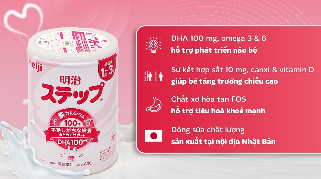 Sữa bột nội địa Nhật Meiji Step Milk 800g (1 - 3 tuổi)