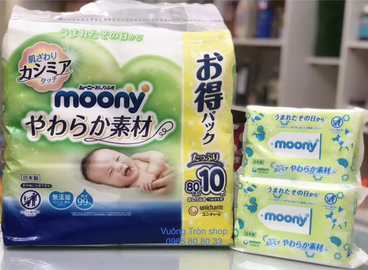 (KHĂN ƯỚT MOONY ) NỘI ĐỊA NHẬT 80 tờ cho bé