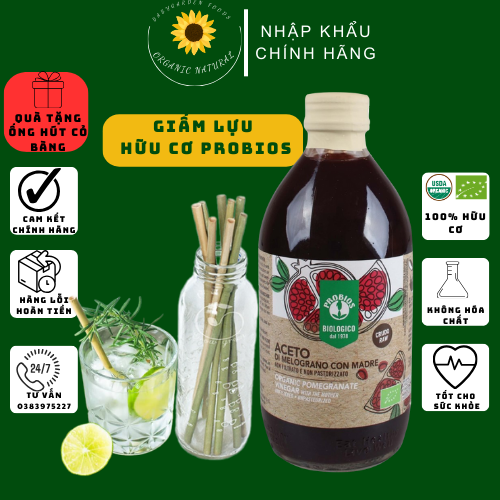 Giấm Lựu hữu cơ (Có giấm cái) ProBios 500ml