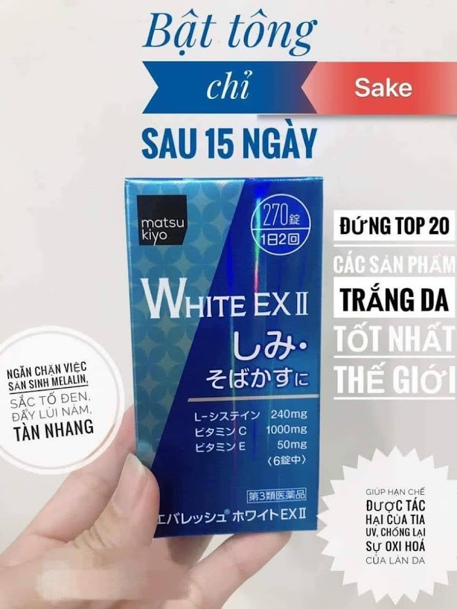 Viên Uống Trắng Da, Mờ Nám WHITE EX II Matsukiyo Nhật bản 270 viên Mẫu Mới