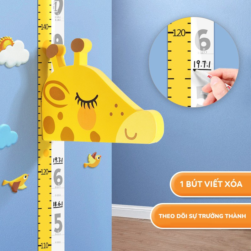 THƯỚC ĐO CHIỀU CAO DÁN TƯỜNG CHO BÉ KÈM DECAL TRANG TRÍ (Nhiều Mẫu)