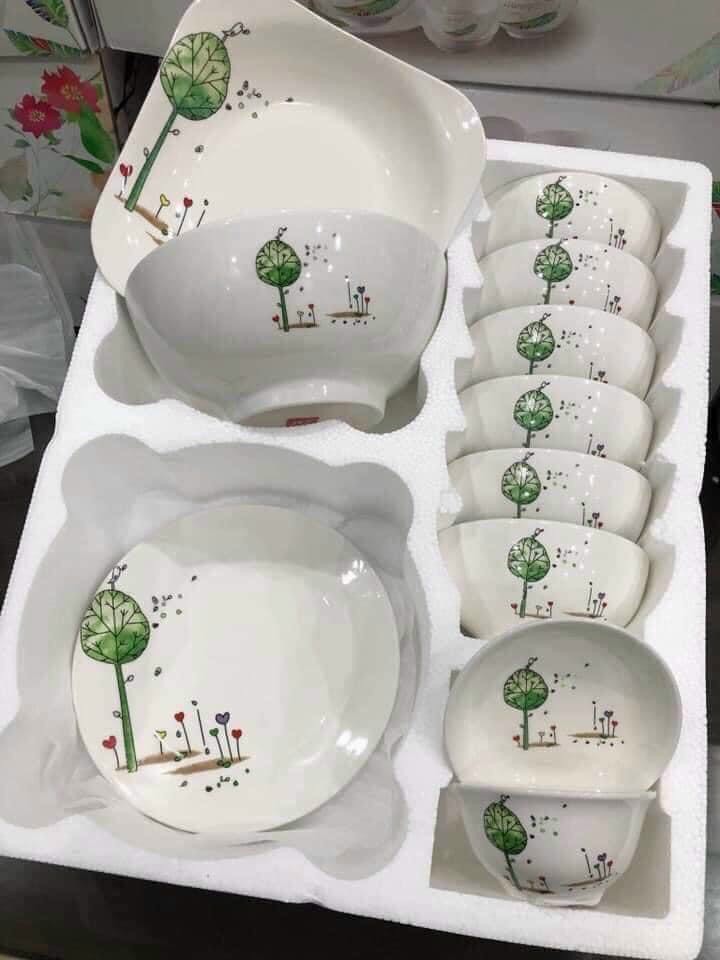 BỘ BÁT ĐĨA SỨ - BÁT TRÀNG CAO CẤP 11 MÓN