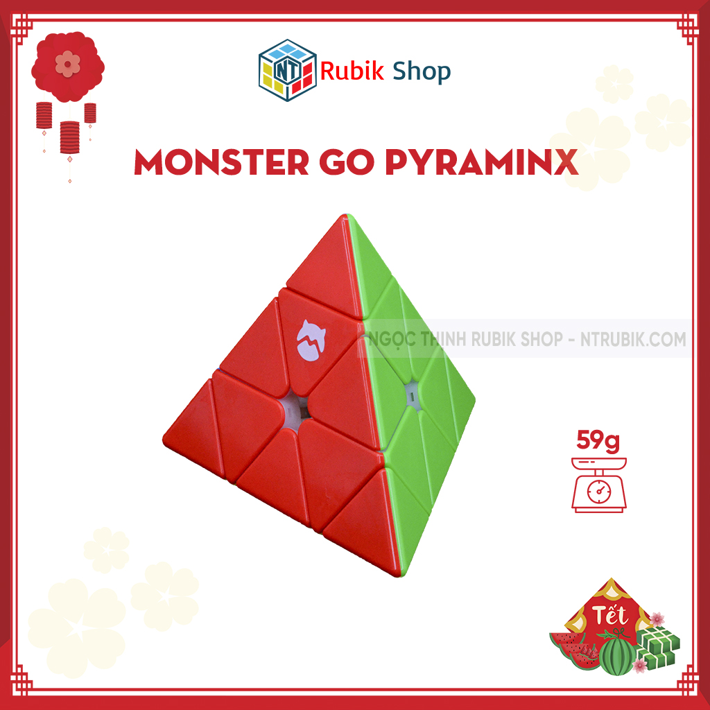 [Hoàn tiền 10%][Siêu Hót Gan Monster GO] Rubik Kim Tự Tháp Pyraminx Monster Go Stickerless