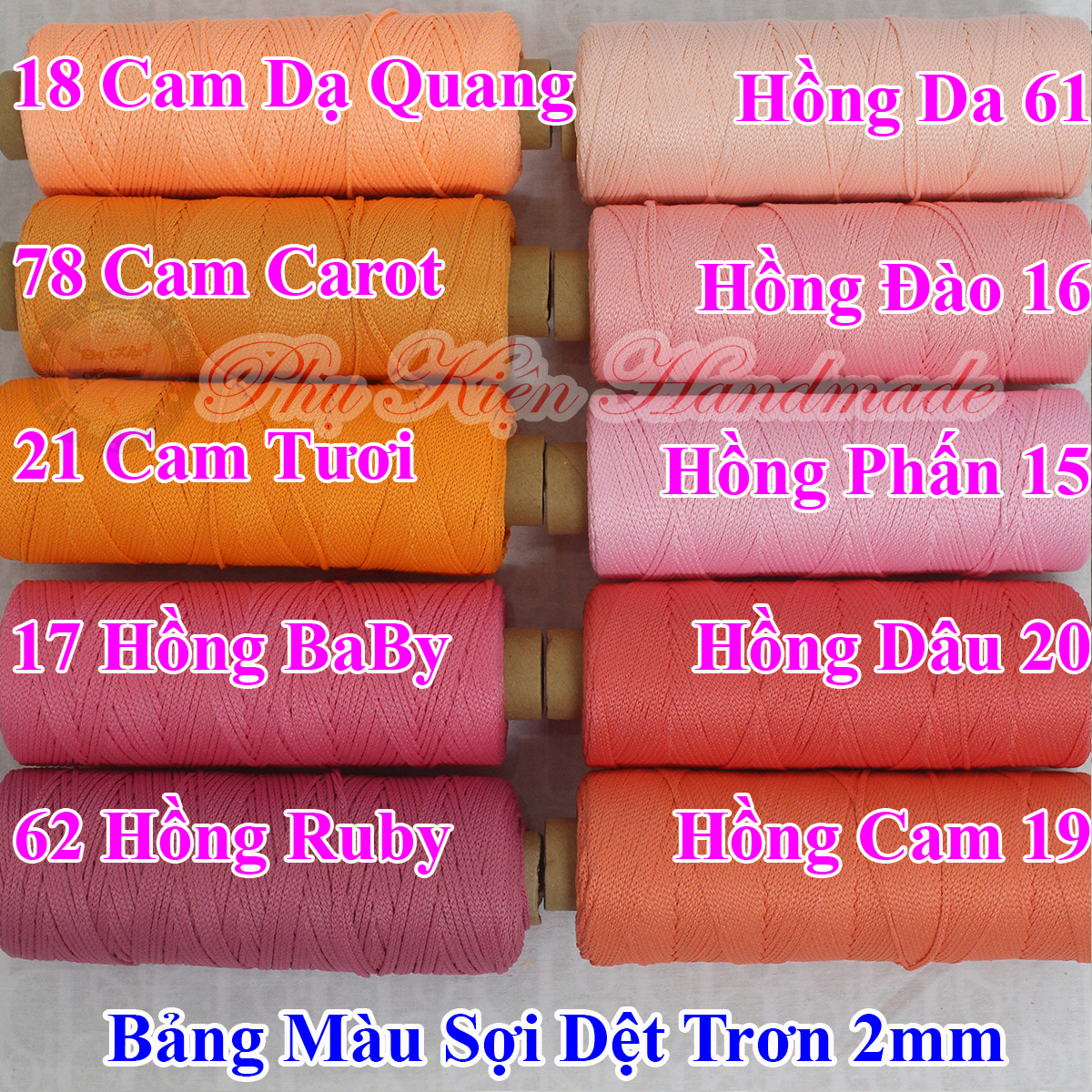 Sợi Dệt Trơn 2mm (Mã màu 01 - 78)
